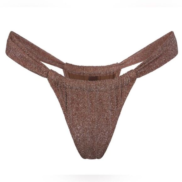 NWT: SKIMS - GLITTER SWIM RUCHED BIKINI TANGA - Picture 1 of 7